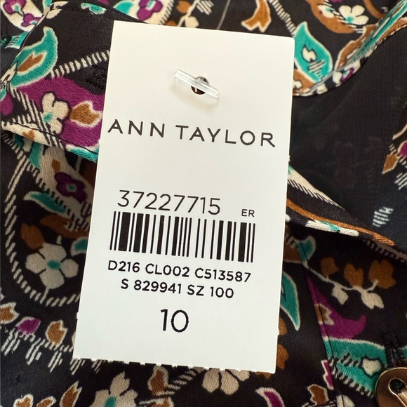 NWT Ann Taylor Midi Long Sleeve Floral Paisley Belted Buttoned Shirtdress - Picture 11 of 14